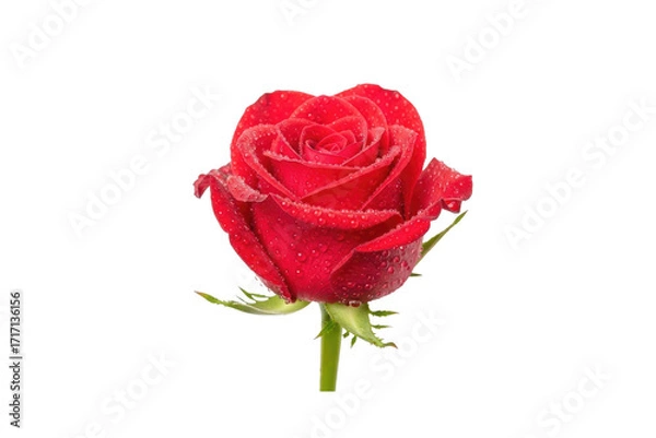 Fototapeta Single red rose bud isolated on transparent background