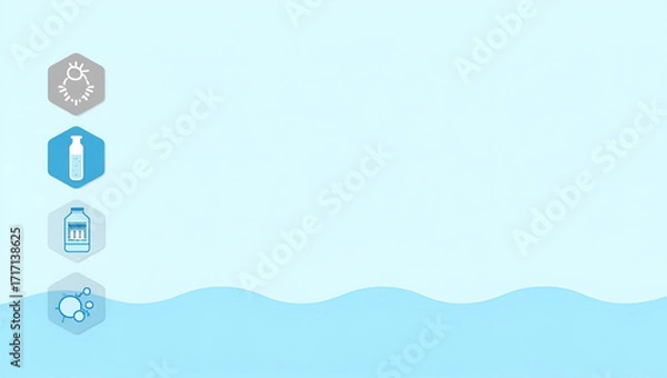Fototapeta Infographic on Drinking Water Safety Standards: Microbiological Testing, Chemical Screening, and Regulatory Compliance with Icons - Perfect for Photo Stock Use with Left Space for Customization