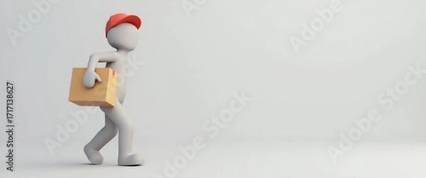 Fototapeta Photo Realistic Image of a Person with Delivery Bag Representing Timely Courier Service - Symbolizing Reliability and Commitment in a Clean Background for Stock Photography