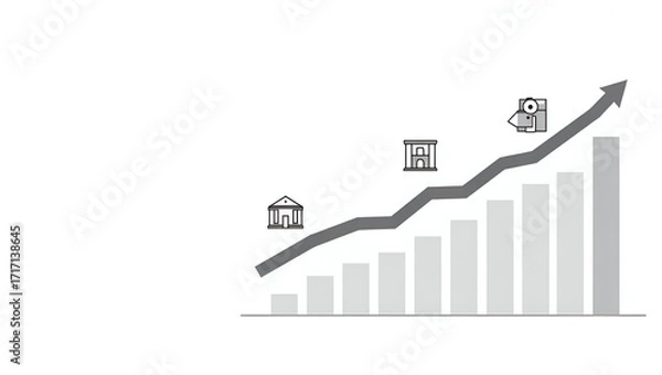 Fototapeta Infographic on Economic Slowdown: Visualizing Declining GDP, Rising Unemployment, and Central Bank Rate Cuts with Policy Brief Annotations - Stock Photo Concept with Space for Customization