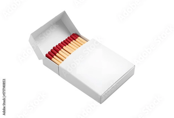 Fototapeta Open matchbox isolated for fire, safety, ignition, camping, survival, and utility.