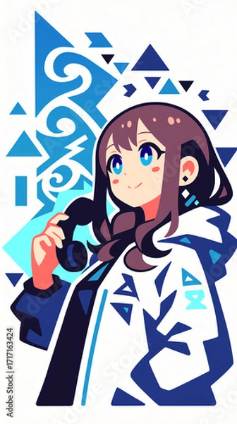 Fototapeta 電話する女の子