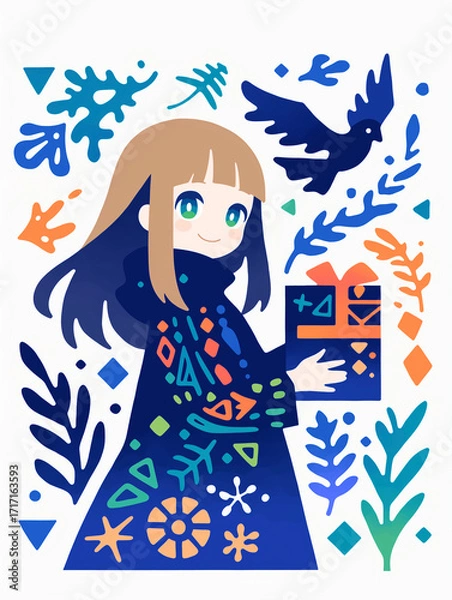 Fototapeta プレゼントを持った女の子