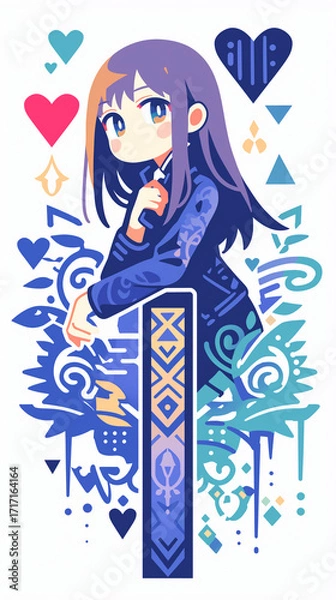 Fototapeta 電話する女の子