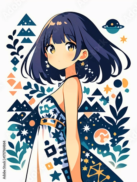 Fototapeta 物思いにふける女の子