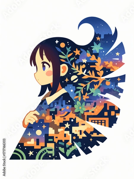 Fototapeta 物思いにふける女の子