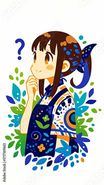 Fototapeta 質問を考える女の子