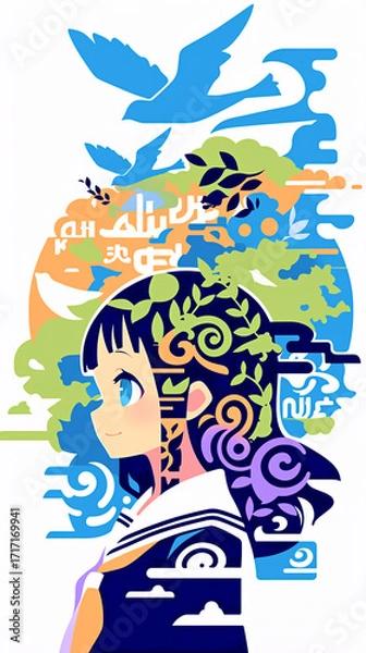 Fototapeta 物思いにふける女の子