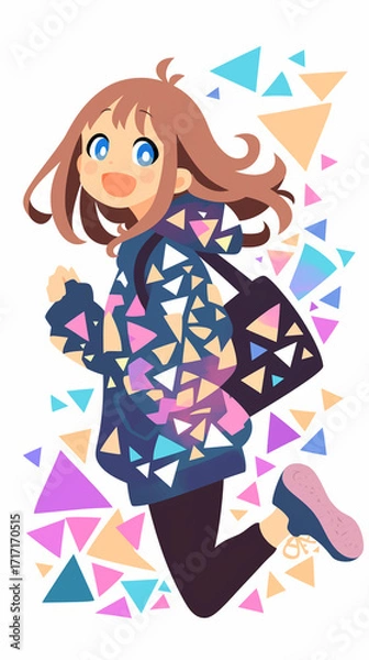 Fototapeta 元気に通学する女の子