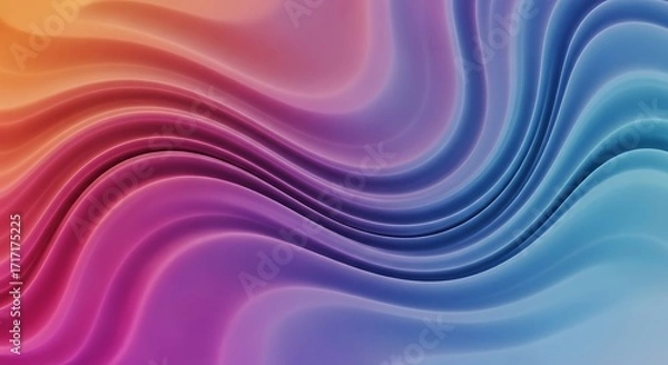 Obraz A vibrant, dynamic abstract design features fluid, flowing curves in a spectrum of colors.