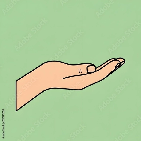 Fototapeta Stylized illustration of an open human hand with palm facing up, a universal symbol for asking, receiving, or offering support