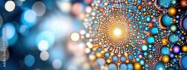Fototapeta Vibrant Abstract Art with Colorful Bubbles and Radiant Light