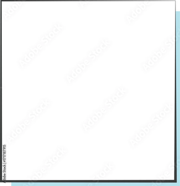 Fototapeta square solid white vector shape  on white background