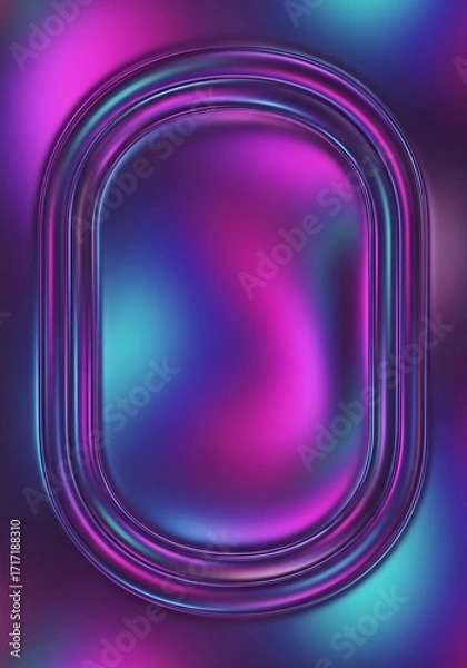 Fototapeta A vibrant, oval-shaped graphic displays a dynamic interplay of iridescent hues, creating a captivating abstract design.