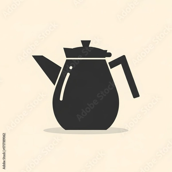 Fototapeta Simple Black Teapot Illustration A Minimalist Vector Design
