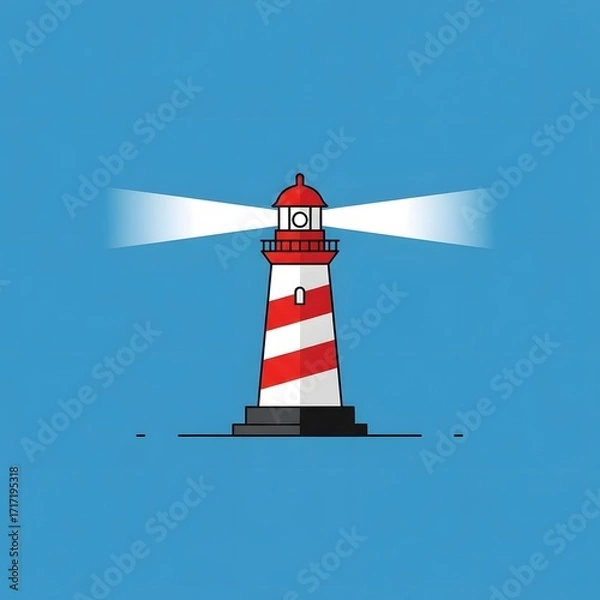 Fototapeta Minimalist Lighthouse Illustration Guiding Light and Coastal Symbolism in Simple Design