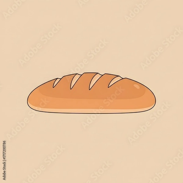 Fototapeta Simple Illustration of a Crusty Loaf of Bread, Perfect for Baking Blogs and Recipes
