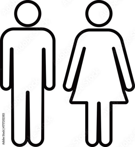 Obraz 黒い線画の男女のトイレマークのベクターイラスト素材