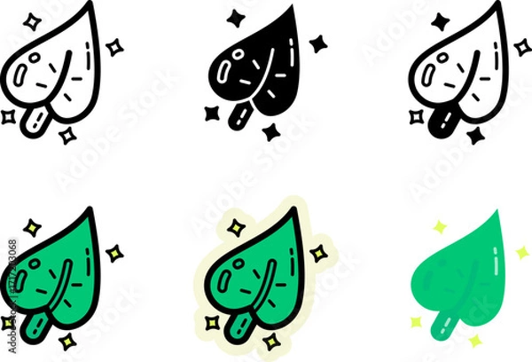Obraz Leaf Icons Set Monochrome and Colorful Variations