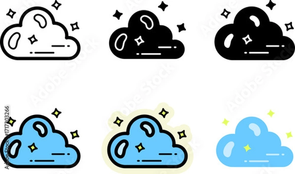 Obraz Cloud Icons Set Monochrome and Colorful Variations