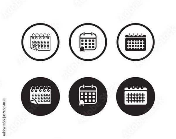 Fototapeta Set of calendar symbols,  Meeting Deadlines icon, black and white calendar icon, Simple black calendar icon, vector illustration eps 10.