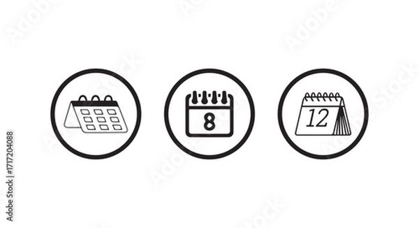 Fototapeta Black calendar icon, calendar date planner, meeting sign, month week day, calender icon symbol, vector illustration eps 10.