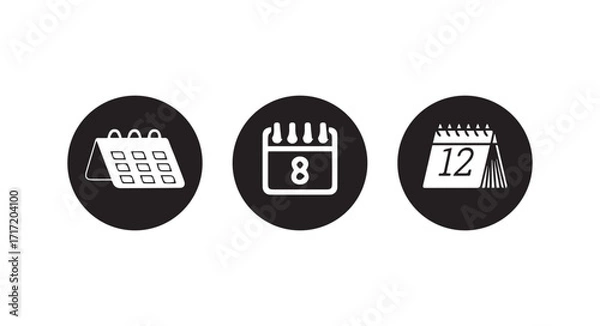 Fototapeta Calendar icon set, Calender symbol, Calendar Icon collection, Time management .Appointment schedule flat icon icon, vector illustration eps 10.