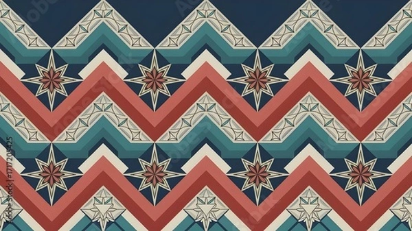 Fototapeta Concentric Mandala Star Chevron Pattern