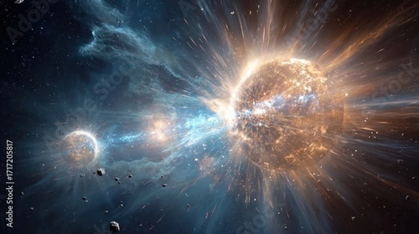 Fototapeta Space collision explosion