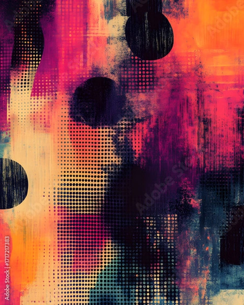 Fototapeta Abstract Surreal Textile Pattern Dreamlike Texture in Vibrant Hues
