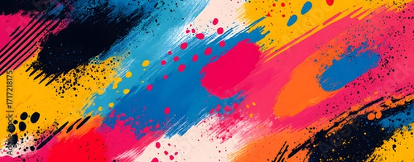 Fototapeta Abstract Artistry Vibrant Brushstrokes in a Dynamic Pop Art Composition