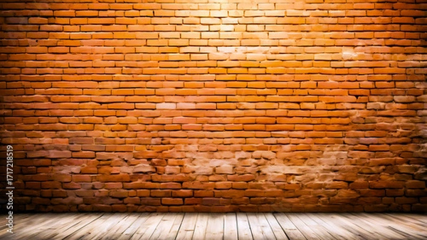 Obraz old brick wall and wood floor
