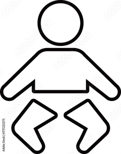 Obraz 白黒の線画　赤ちゃん　ピクトグラム　アイコン　イラスト素材