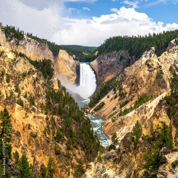 Obraz Majestic waterfall cascading down canyon walls