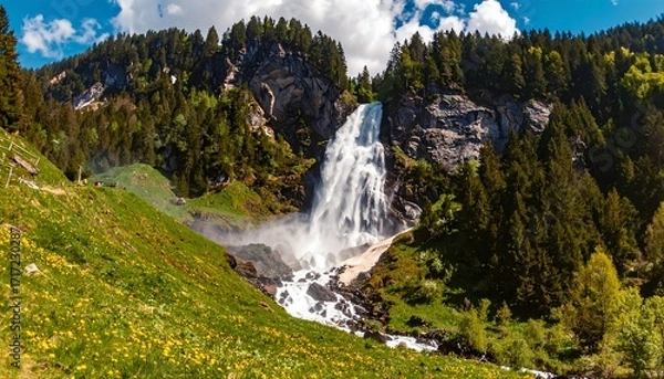Obraz Majestic waterfall cascading down mountainside (2)