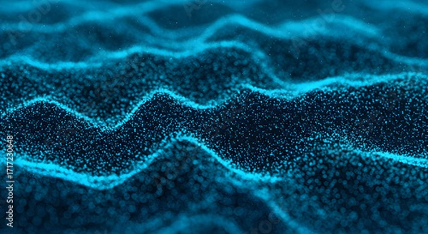 Fototapeta Abstract Cyan Digital Waveform Background Perfect For Data Visualization, Machine Learning, Artificial Intelligence, and Quantum Computing Concepts.