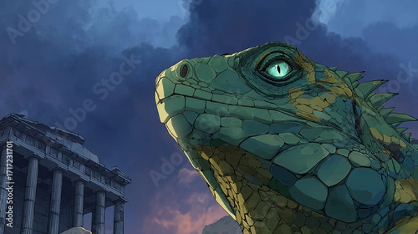 Obraz iguana on a branch