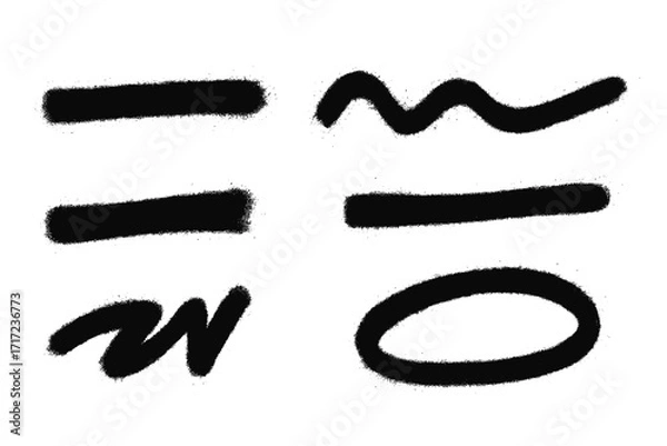 Obraz Urban graffiti grunge underline vector, rough handdrawn brushstroke, bold sprayed freehand stripe, street art paint shape, cartoon doodle scribble, spray paint texture illustration