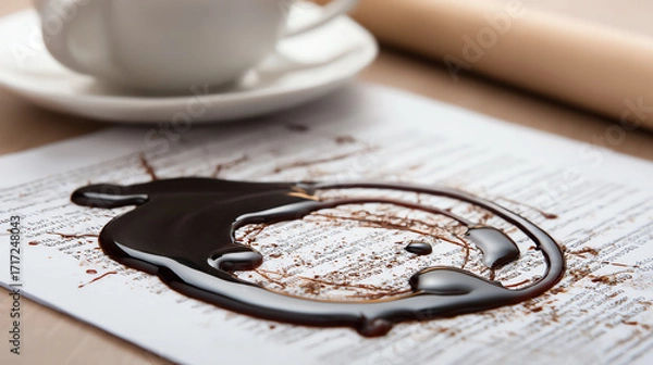 Fototapeta Rich chocolate spill creates striking impact page, symbolizing transformation and change