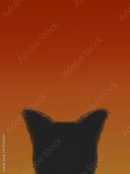 Obraz cat on sunset background