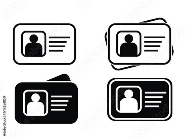 Fototapeta Vector art of an identification card icon set for graphic design