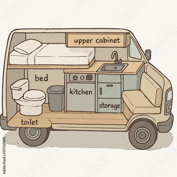 Fototapeta Camper van diy layout Svg vector 