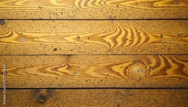 Fototapeta Aged oak wood, rustic texture, flat yellow-brown tones, background, rustic