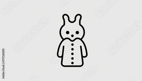 Obraz Cartoon rabbit character outline in minimalistic design  