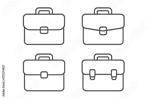 Obraz Briefcase line icon set. Business bag and portfolio symbol collection. Simple outline vector for web, app, corporate identity. Editable stroke professional work pictogram.