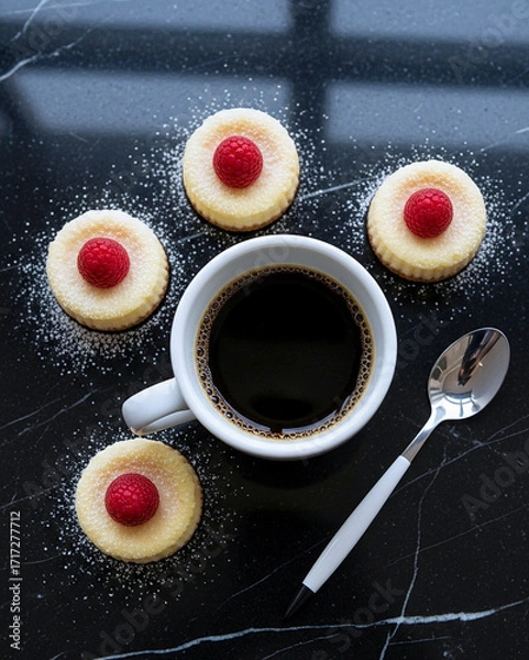 Fototapeta コーヒー、飲み物、エスプレッソ、飲物、ドリンク、カップ、熱い、カプチーノ、カフェイン、香り、カップチーノ、カフェ・ラッテ、マグカップ、テーブル、コップ、ミルク、砂糖、コーヒーカップ、コーヒーマグ、コーヒーショップ、コーヒータイム、コーヒーブレイク、バリスタ、焙煎、ミニチーズケーキ、ラズベリー、スプーン