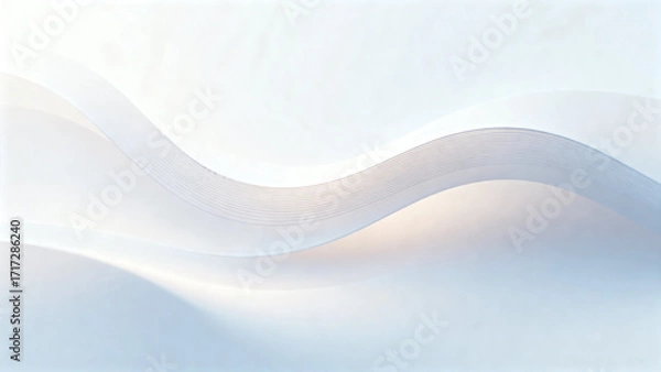 Fototapeta Abstract wavy forms in soft white and blue tones with gentle lighting