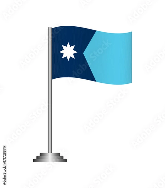 Obraz Vector illustration of the Minnesota state flag waving on a flagpole, isolated on white background. Perfect for design, educational, and patriotic projects.