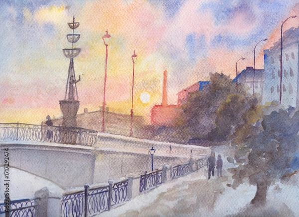 Fototapeta View of the monument to Peter the Great from the embankment