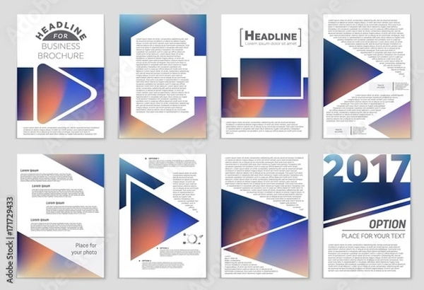 Fototapeta Abstract vector layout background set. For art template design, list, page, mockup brochure theme style, banner, idea, cover, booklet, print, flyer, book, blank, card, ad, sign, sheet,, a4